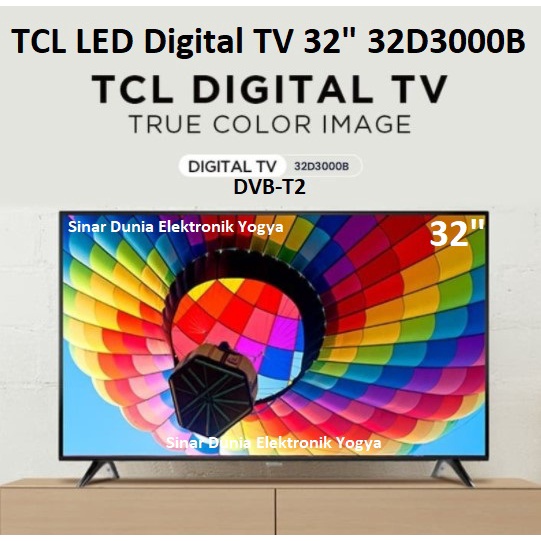 TCL LED Digital TV 32&quot; DVB-T2 HDMI USB Movie 32D3000B 32D3000 LED TV