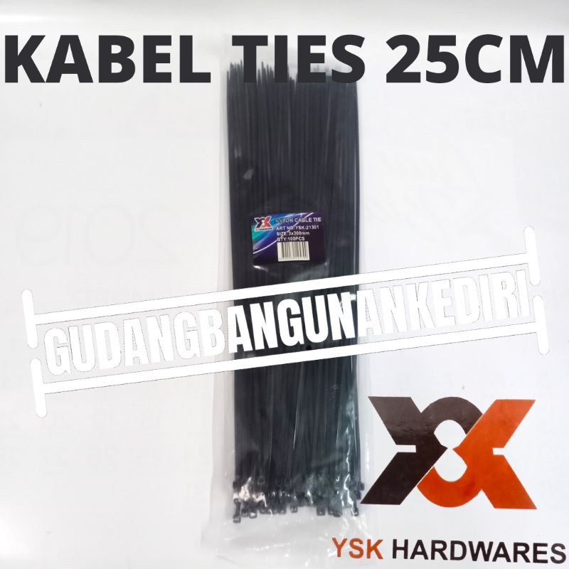 kabel ties hitam 25cm ysk 25 cm