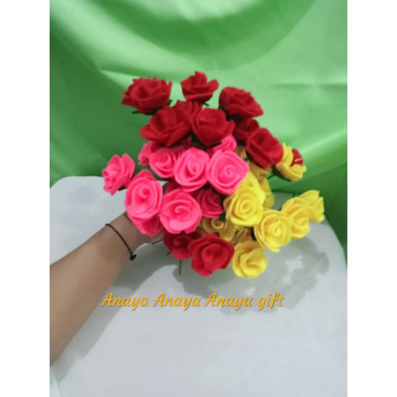 bunga mawar mini / bunga kain flanel harga pertangkai murah / bunga tangkai