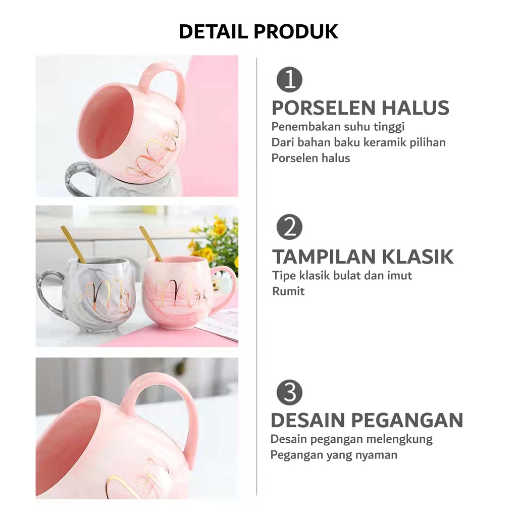 Set kotak hadiah gelas keramik couple gaya eropa utara gelas kopi mug hadiah pernikahan Mangkok Keramik