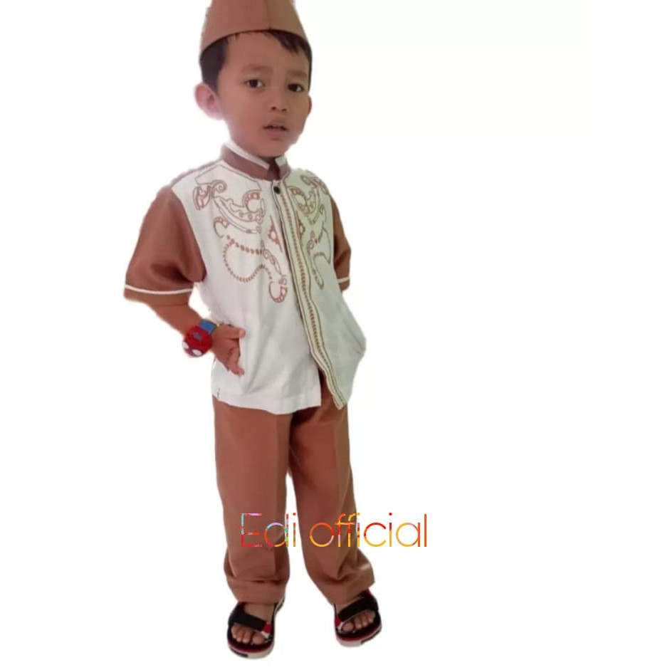 Stelan Anak Laki Laki /Stelan Koko Anak Bordis ( Baju,Celana,Peci ) 1-10 TAHUN