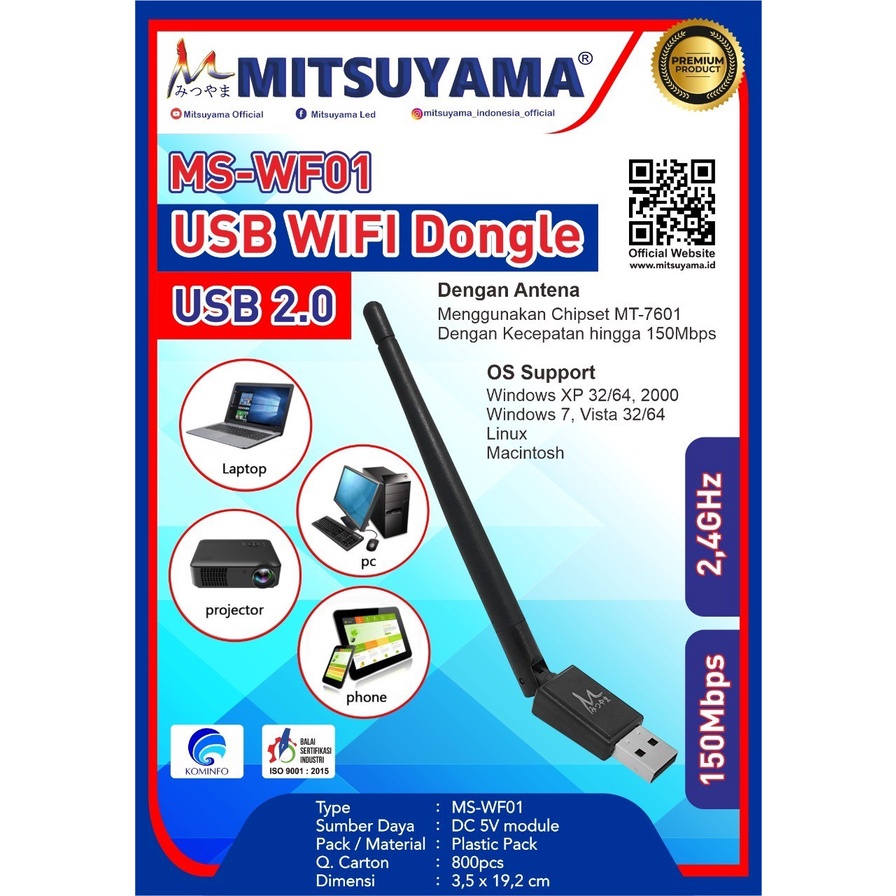 Barangunik2021 -Wifi USB Dongle 150Mbps Mitsuyama MS-WF01