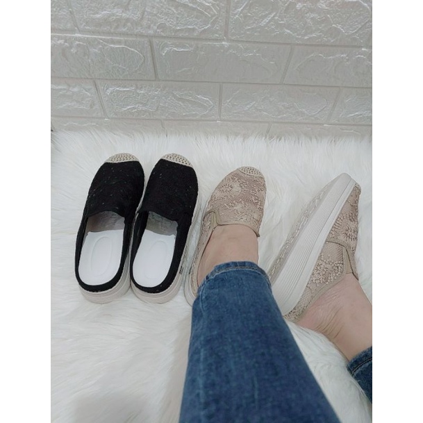 NF2424 - Sepatu Slip On Wedges Wanita Import