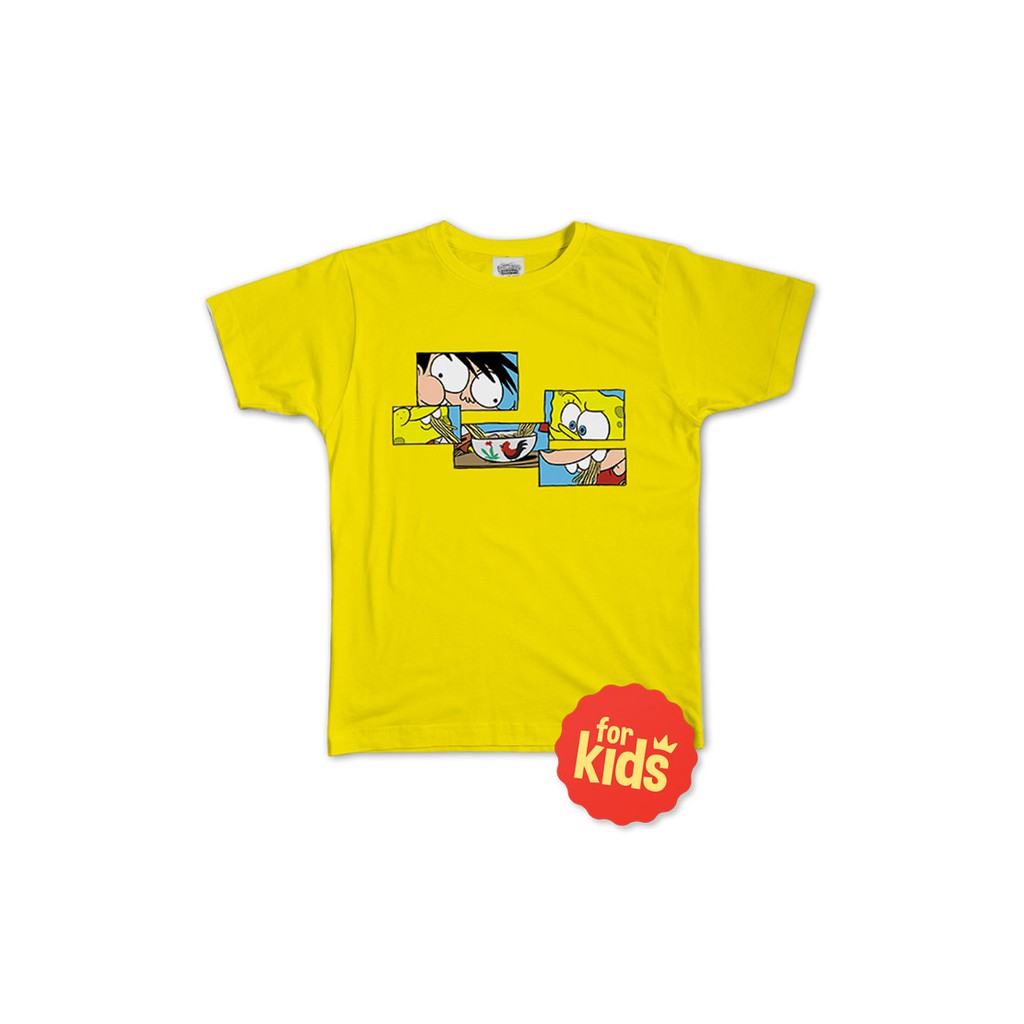 Kaos Anak: Si Juki x Spongebob Yellow Puzzle