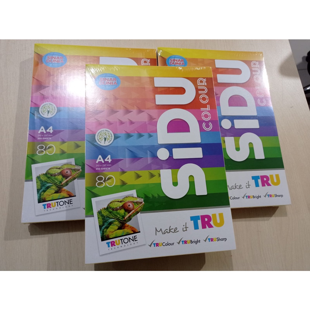 

Kertas A4 HVS Warna SIDU isi 250 lembar 10 Warna 80 Gsm