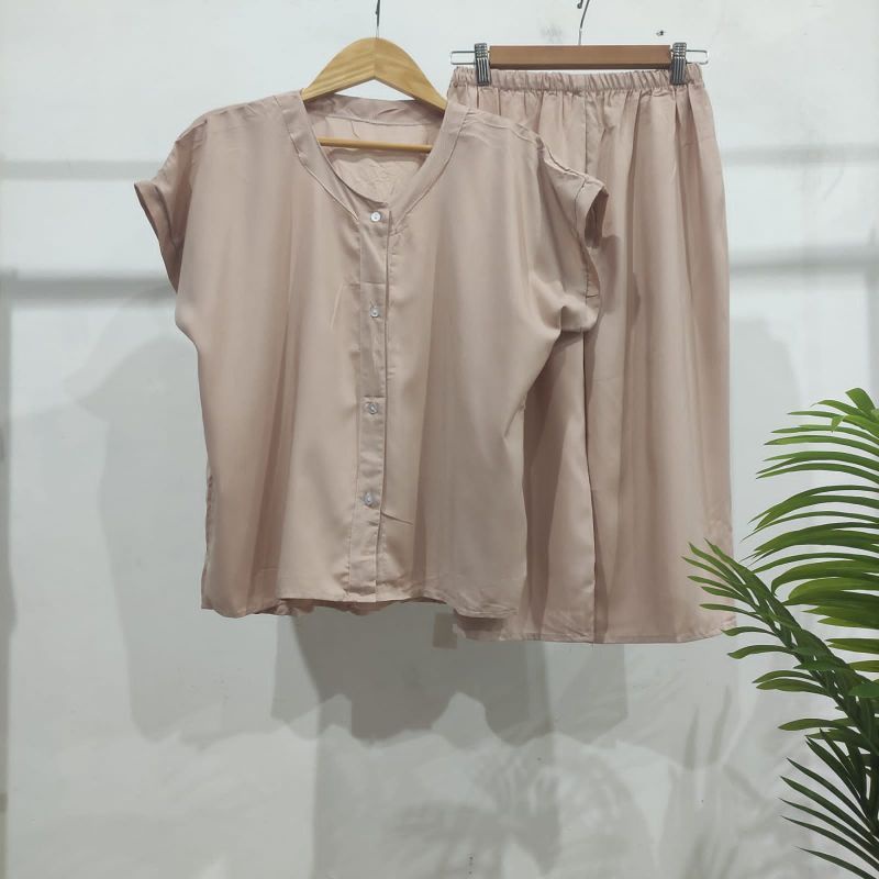 PIYAMA POLOS KANCING | PIYAMA BUSUI | BAJU SANTAI MURAH | HOMEDRESS MURAH | HOMEWEAR MURAH-VnN 7/8 COKSU