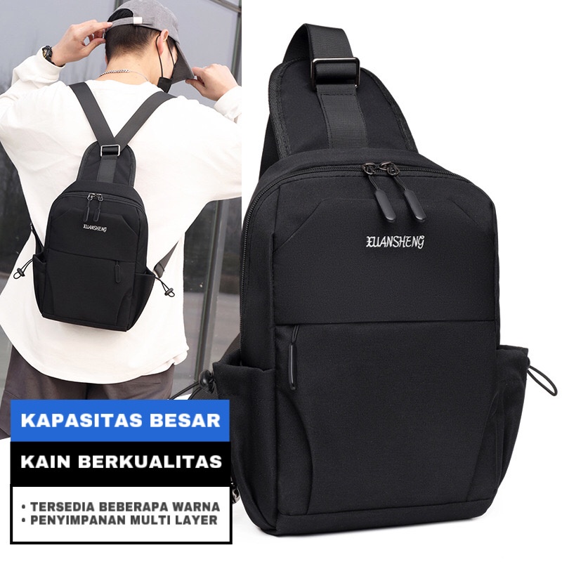 Highland Tas Selempang Pria Sling Bag Nilon Anti Air Waterproof Tas Selempang Cowok Santai Tas Bahu TS715