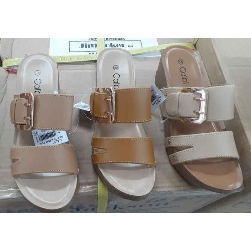 Sandal Wedges Merk  Calbi Dj.2776 Krem Tua n Krem