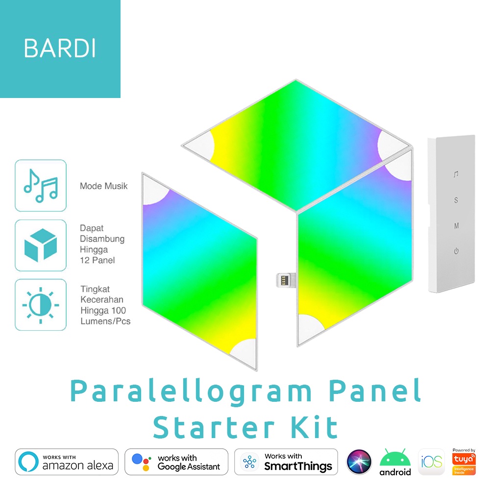 BARDI Parallelogram Panel Starter Kit Lampu Hias RGB Smart Lighting Decoration Lamp