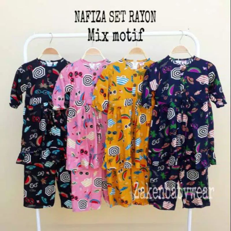 NAFIZA SET RAYON / SETELAN ANAK PEREMPUAN / SET RAYON ANAK / SET PEREMPUAN / SET ANAK