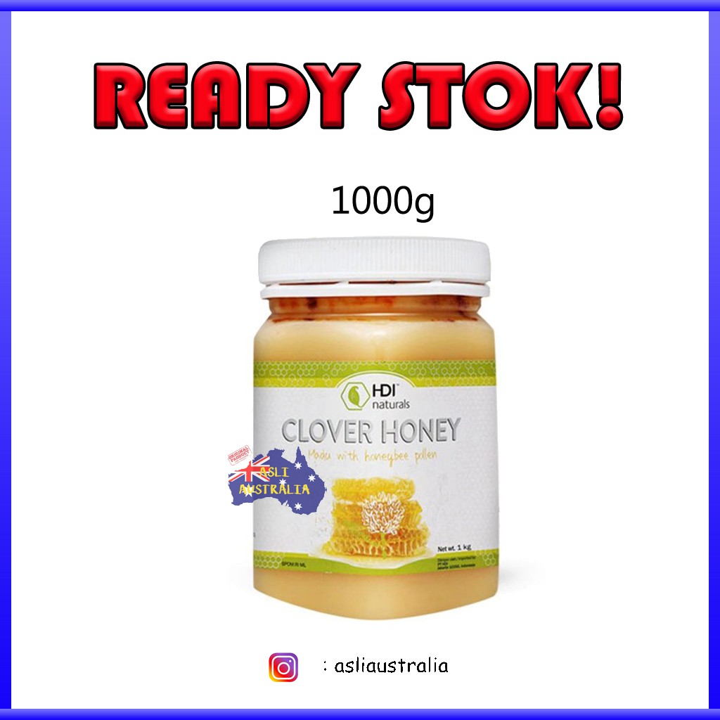 MADU CLOVER HONEY HDI NATURALS HONEY WITH BEE POLLEN 1000g