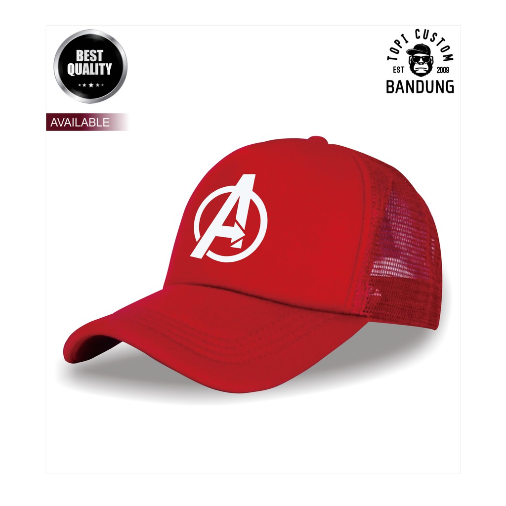 Topi Trucker AVENGERS Pria Wanita Topi Jaring Jala AVENGERS Trucker Cap Bisa Tulis Nama Bisa COD Gratis Masker Original High Premium Quality