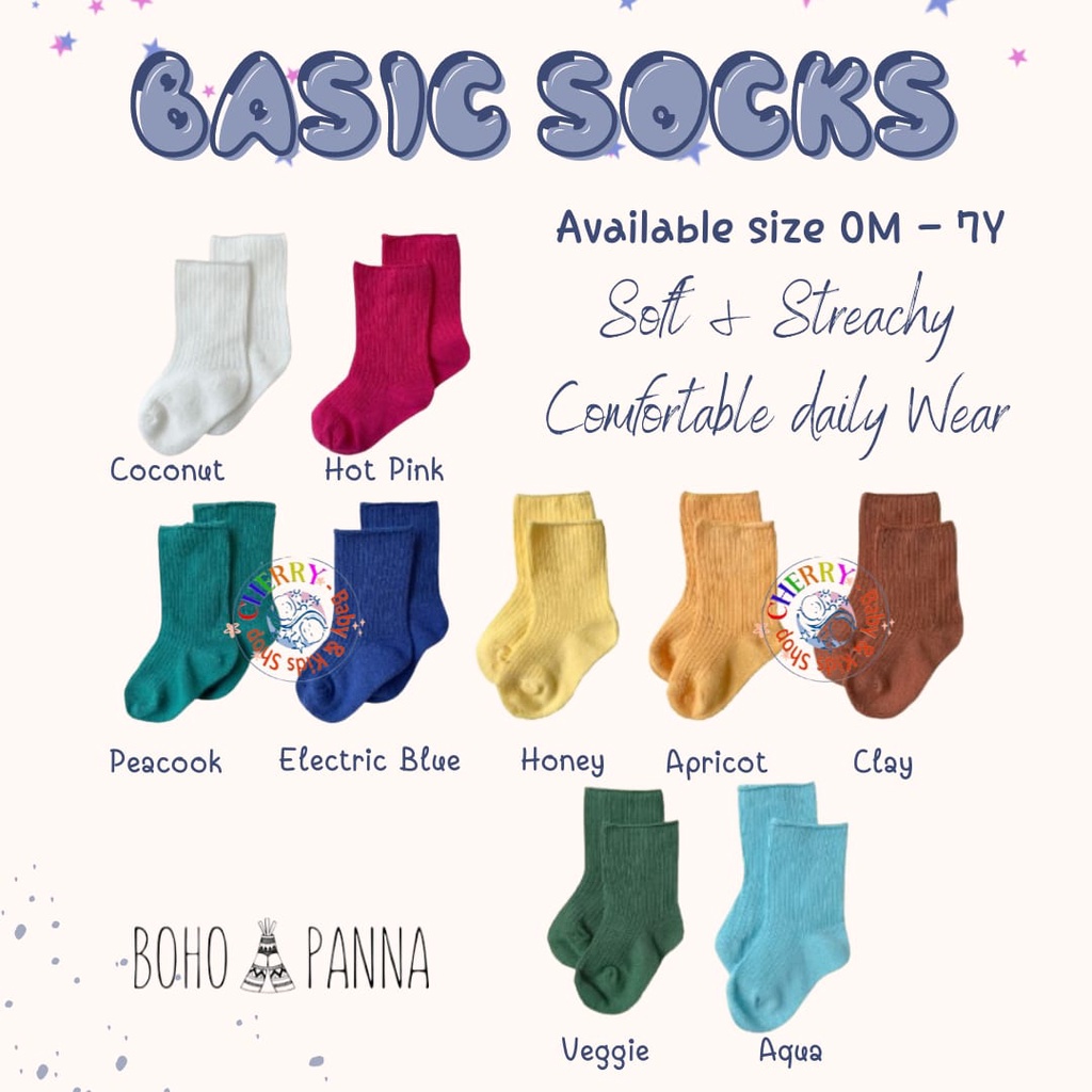 BohoPanna Basic Socks 0-7 Tahun Kaos Kaki Bayi Anak CBKS