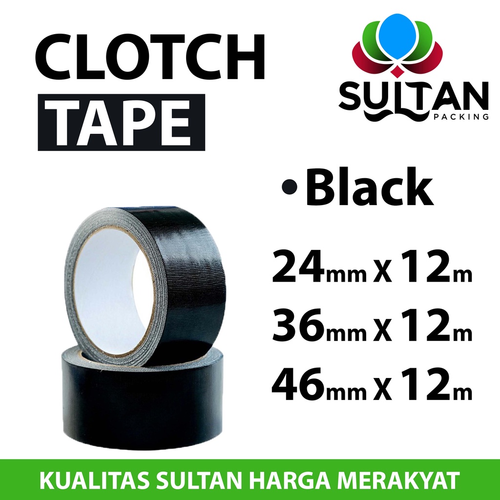 Lakban Kain Clotch Tape Black isolasi kain Solatip rusfet premium satuan