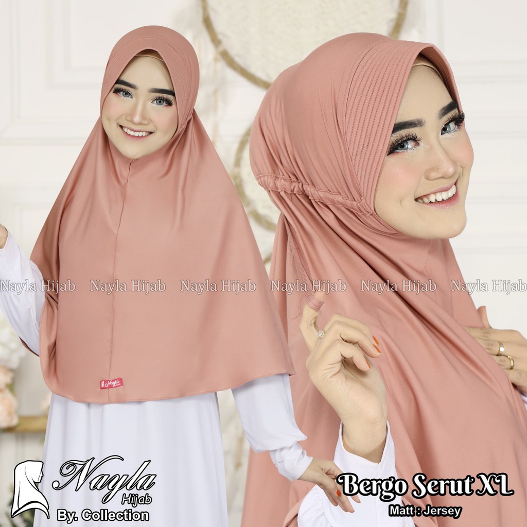 Jilbab Instan Bergo Serut XL Kerudung Instan Bergo Serut Ori Nayla Hijab Bergo Serut Nayla Hija'b