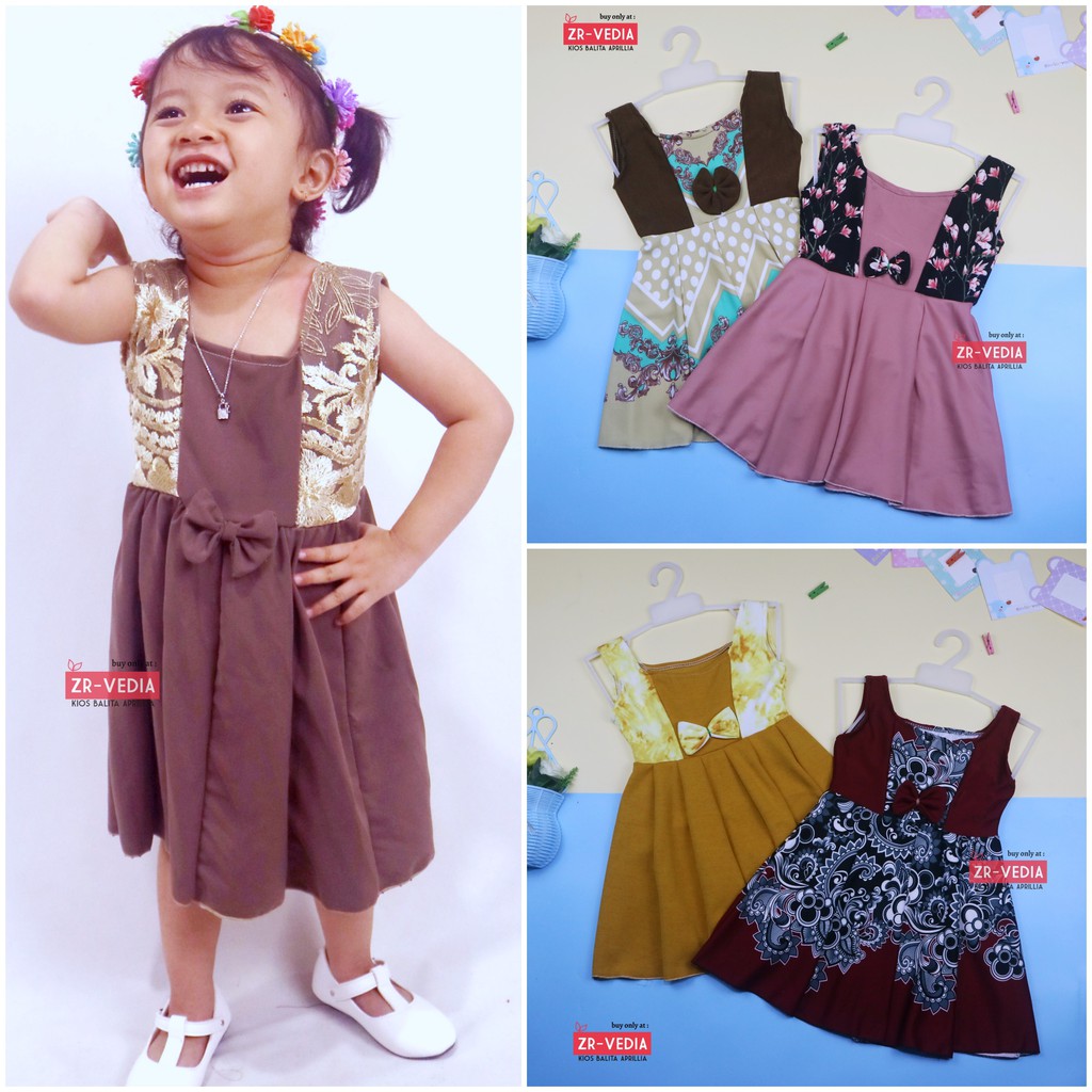 Dress Clairine uk 4-5 Tahun / Baju Anak Perempuan Model Dres Cewek Adem Batik Pakaian Motif Gaun