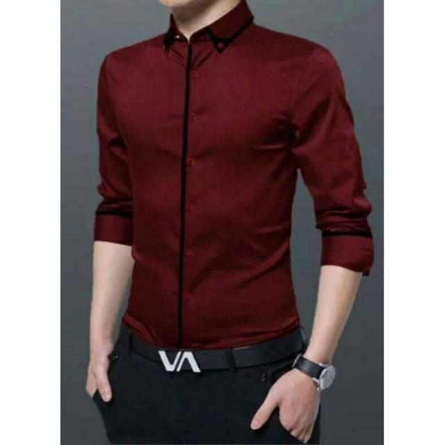 Fashion Pria Pakaian Pria Kemeja Pria Kemeja Polos Kemeja Lis RAPHAEL RANGGA MARON, WHITE,GREY