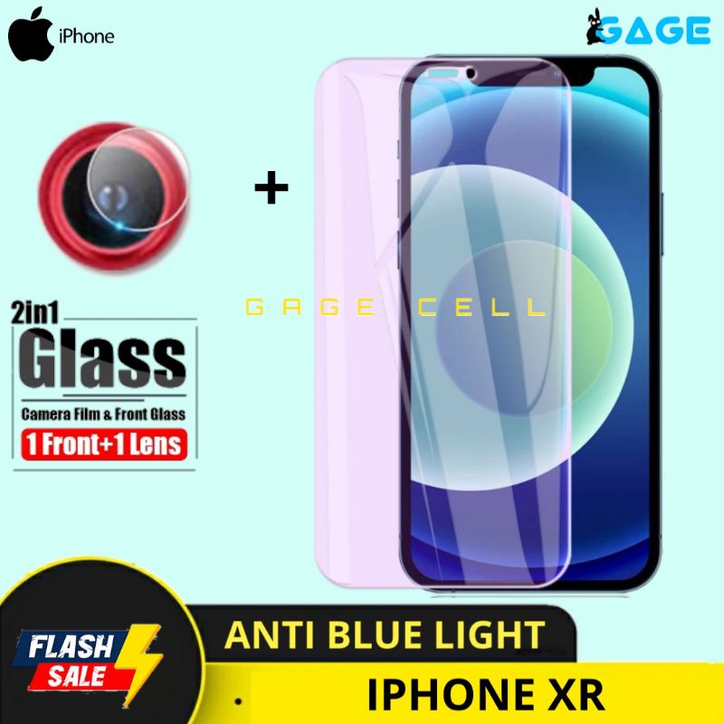 2in1 TEMPERED GLASS ANTI BLUE LIGHT FULL LAYAR IPHONE XR - TG ANTI GORES RADIASI APPLE XR PROTECTOR