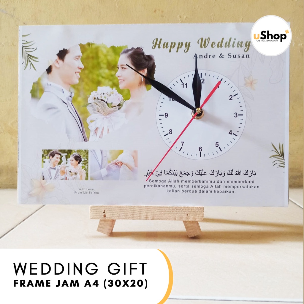 Wedding Gift Jam Dinding Kado Pernikahan Custom Hadiah Unik Pernikahan