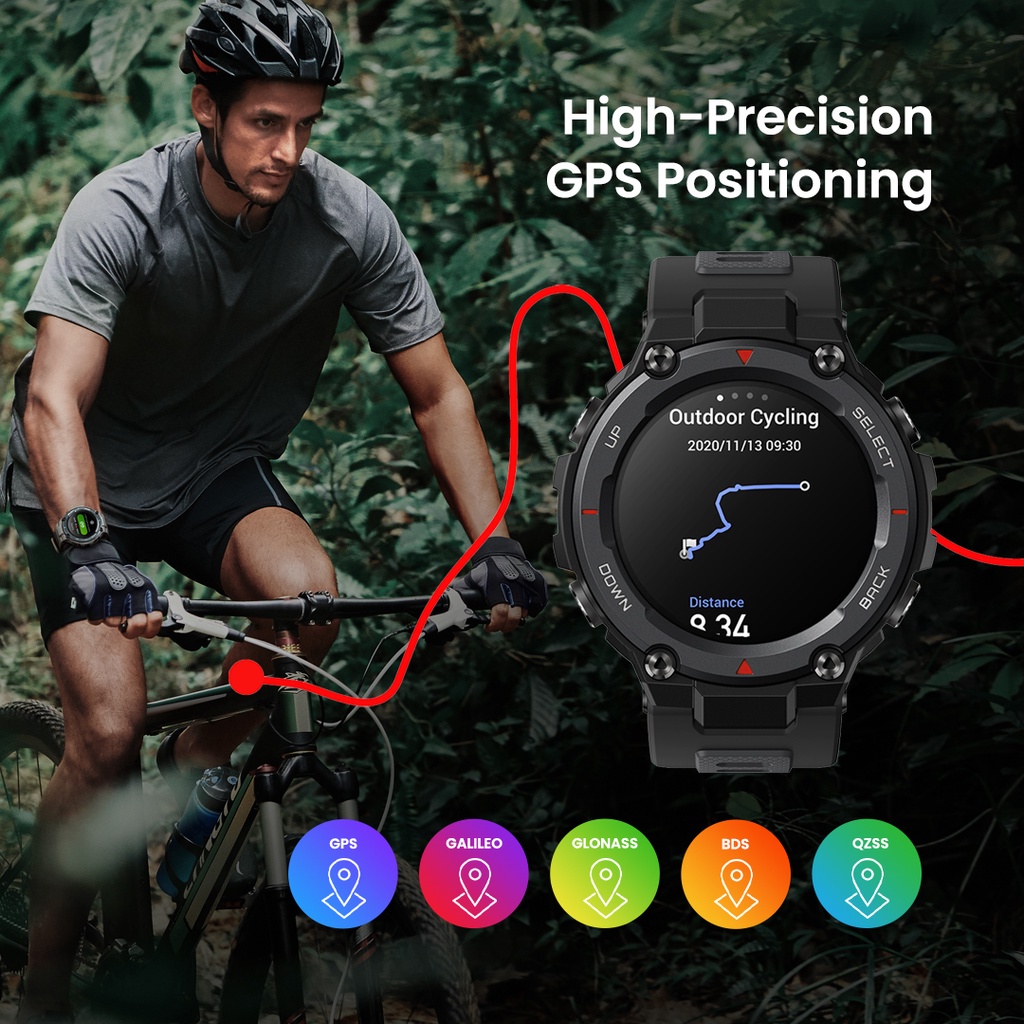 Amazfit T Rex Pro Smartwatch 1.3&quot; Amoled screen GPS 10 ATM waterproof 100+ Sports Modes 18 Day Battery Life digital jam tangan with SpO2