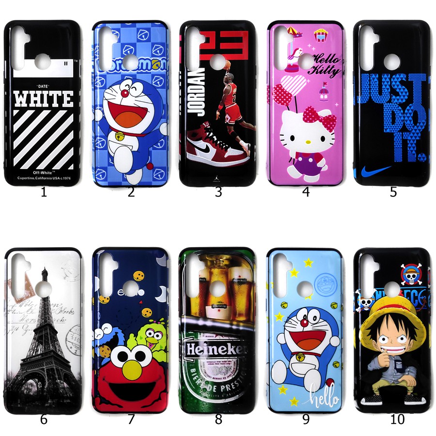 Oppo Realme 5 Case Karakter Cowok Cewek Brande Boneka Otter Hello Kitty Jordan Doraemon Vintage