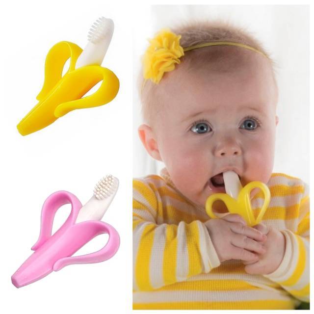 Jual THT10 teether banana sikat gigi model pisang bayi baby gusi anak