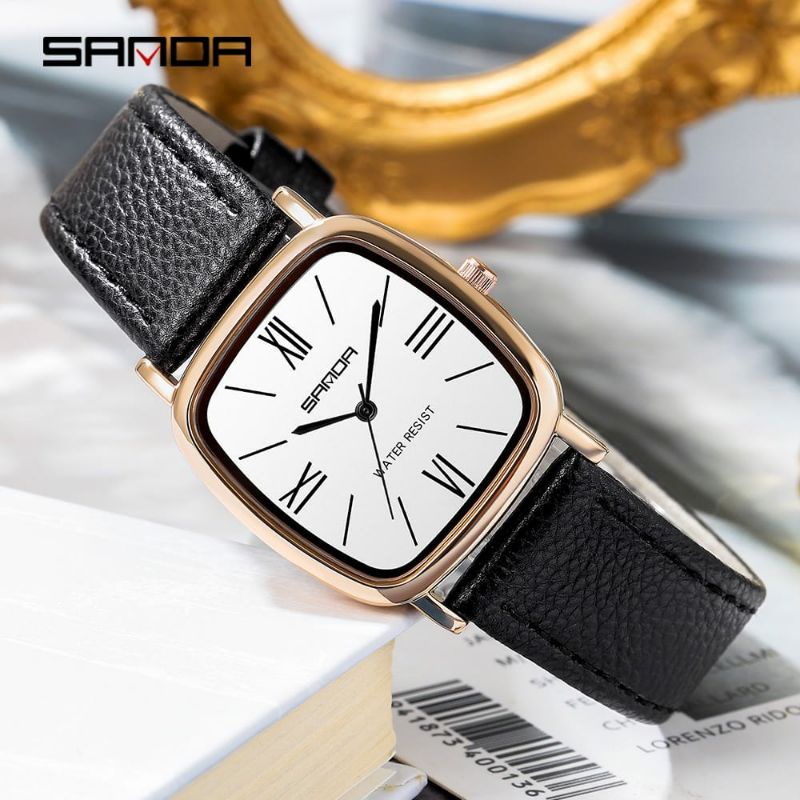 JAM TANGAN SANDA P1101 Jam Tangan Wanita Analog Classic Tali Kulit Quartz