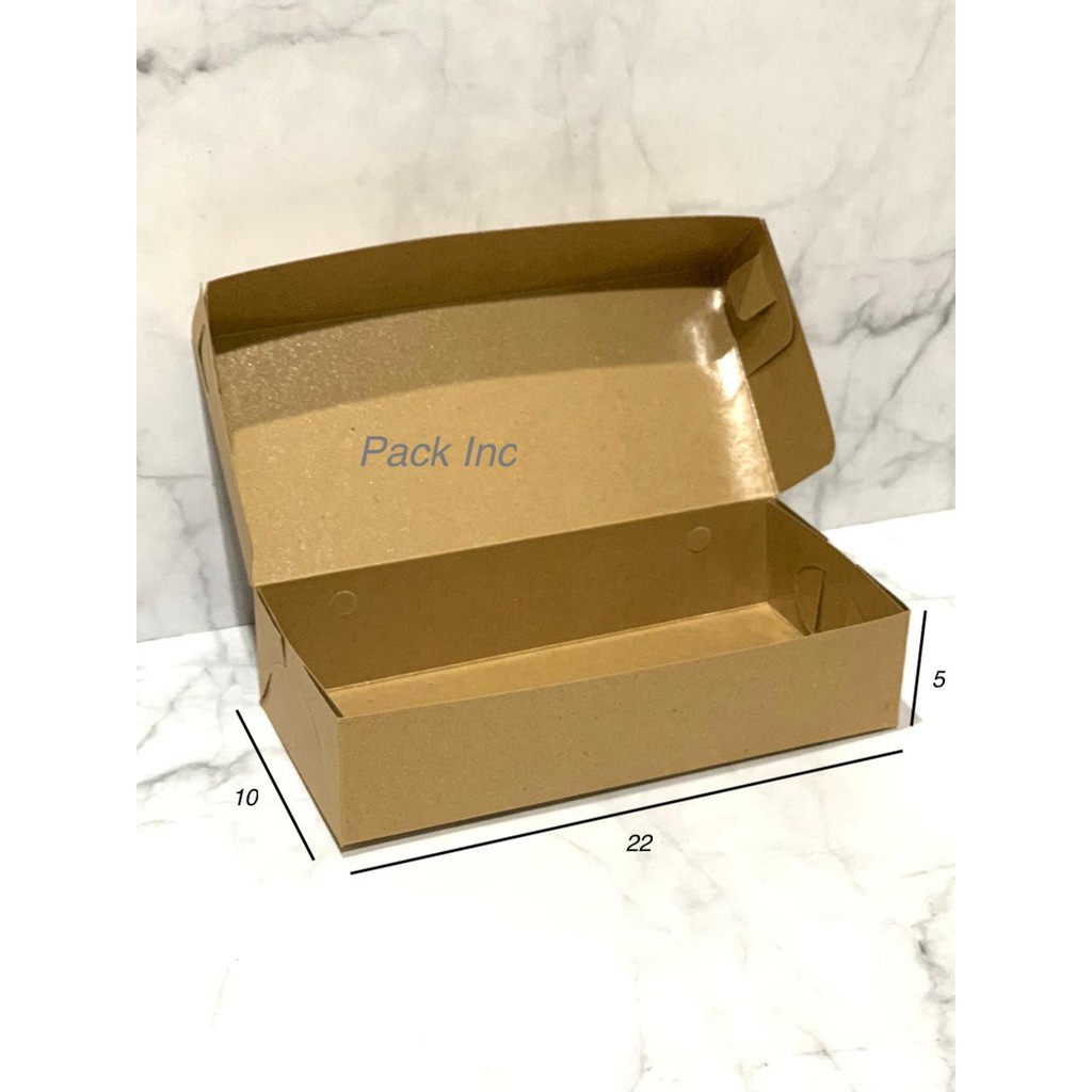 

Box Kraft Dus Coklat Roti Brownies Kue Bolu Kardus 22x10x5cm Laminasi Food Grade