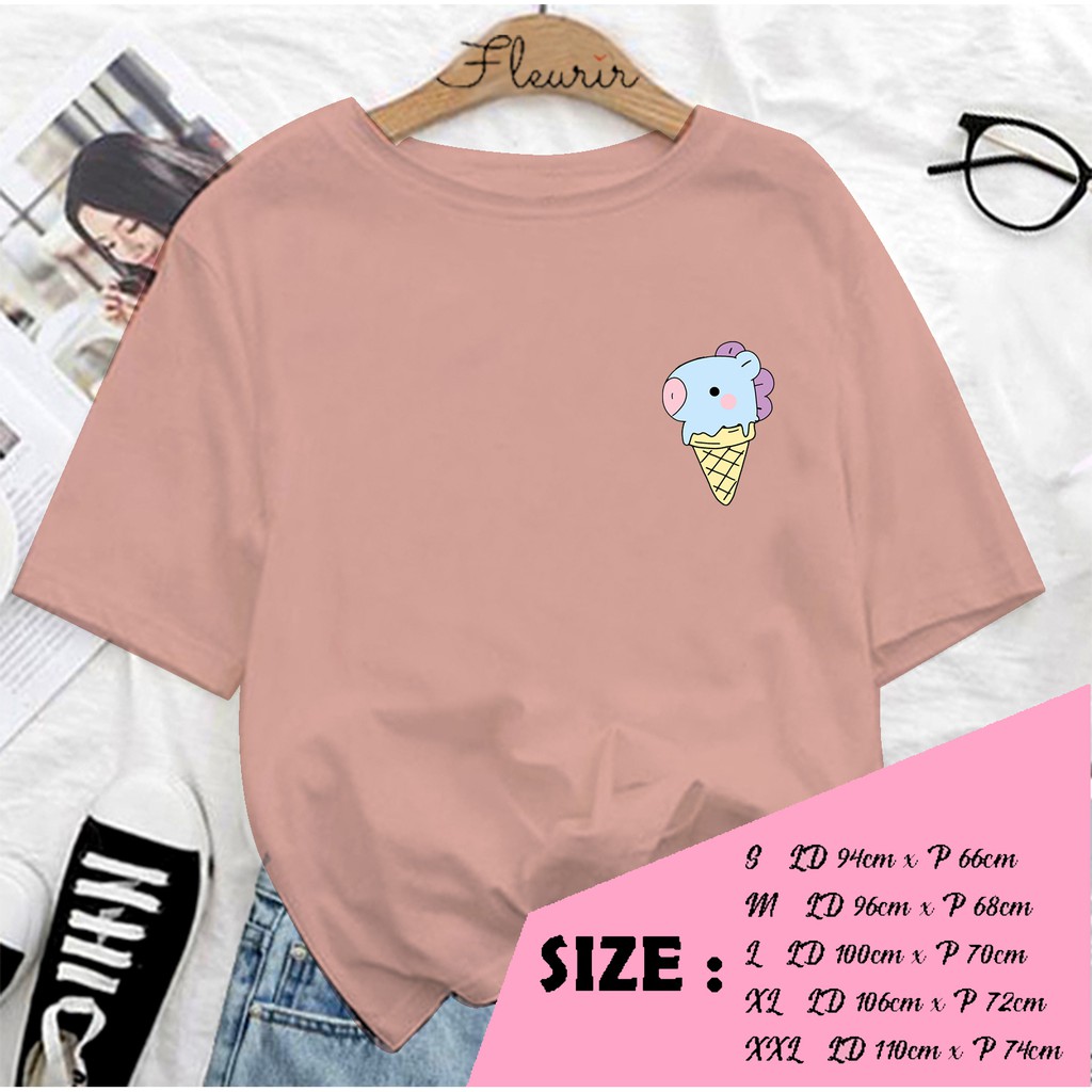 FLEURIR - KAOS MANG ICE CREAM WANITA DEWASA LENGAN PENDEK TEE UNISEX WANITA PRIA