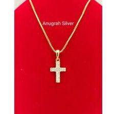 (COD)Kalung perak asli 925 Italy santa+liontin salib dewasa Rose gold/Silver lapisan emas kuning!!!!