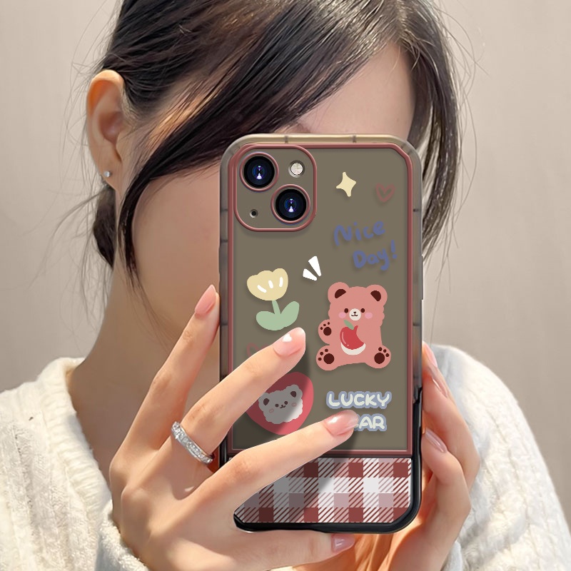 Soft Case TPU Transparan Motif Beruang Untuk IPhone 12 13 Se 2020 6 6S 7 8 Plus X XS XR 11 Pro Max