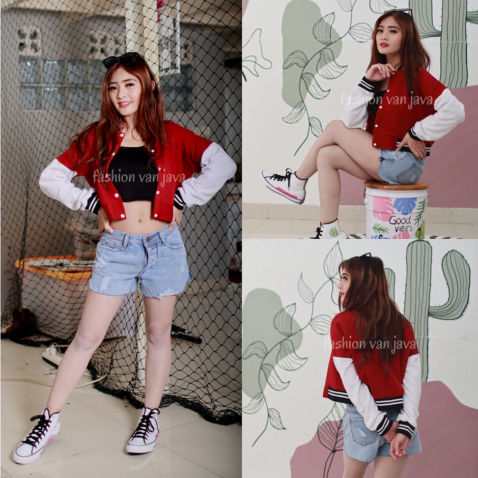 Varsity Crop Baseball | Jaket Wanita Crop