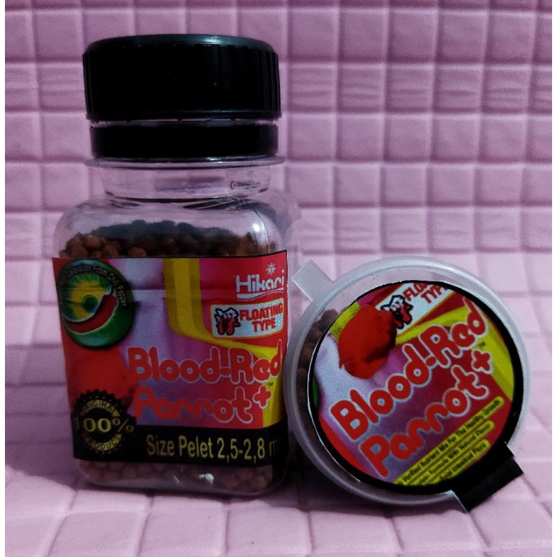 pelet hikari blood red parrot kemasan 10gr &amp; repack30gr 100%  original (ikan lohan, channa &amp; parrot fish)