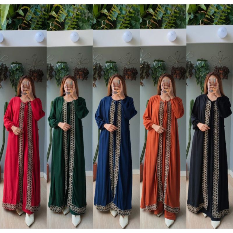 GUDANG BAJU GAMIS DASTER BATIK SOGAN LENGAN PANJANG PEKALONGAN MODERN PREMIUM MURAH TERBARU