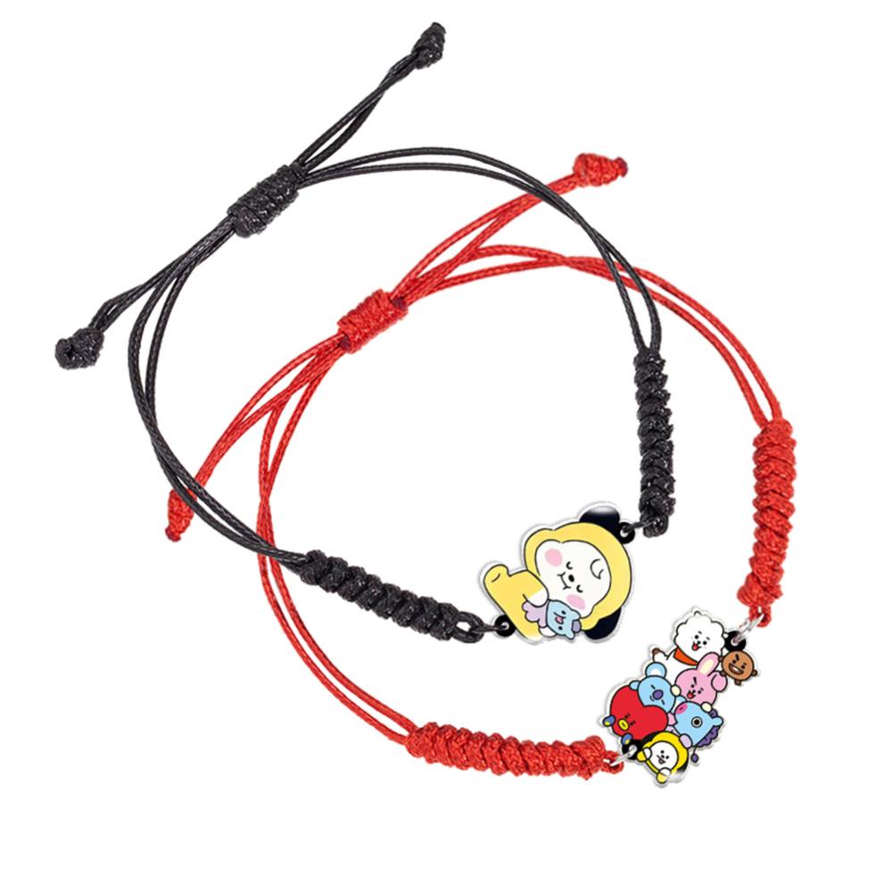 Timekey BTS BT21 Gelang Tangan Tali Merahhitam Handmade Unik Untuk Pasanganpriawanita L2O1