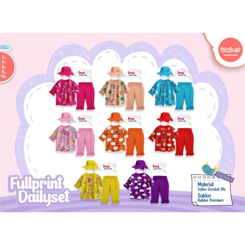 Afsheenastore Setelan Anak Fulprint Piccolino Free Topi Buckethat