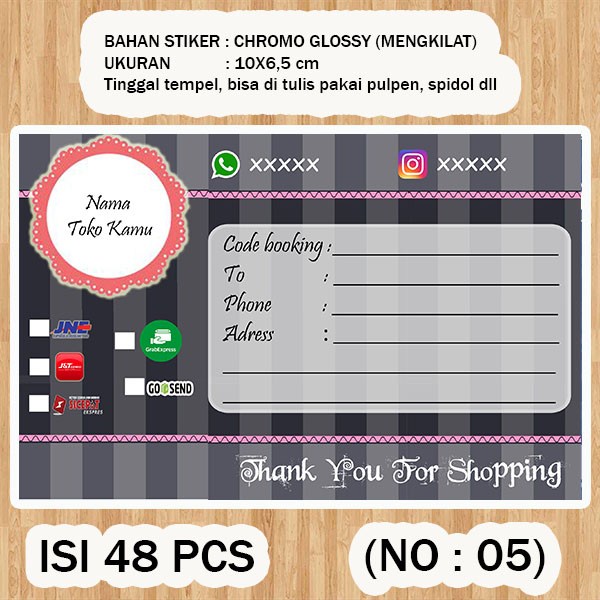 

( STIKER PENGIRIMAN ) Shipping label ( /pack isi 48pcs no.05 )