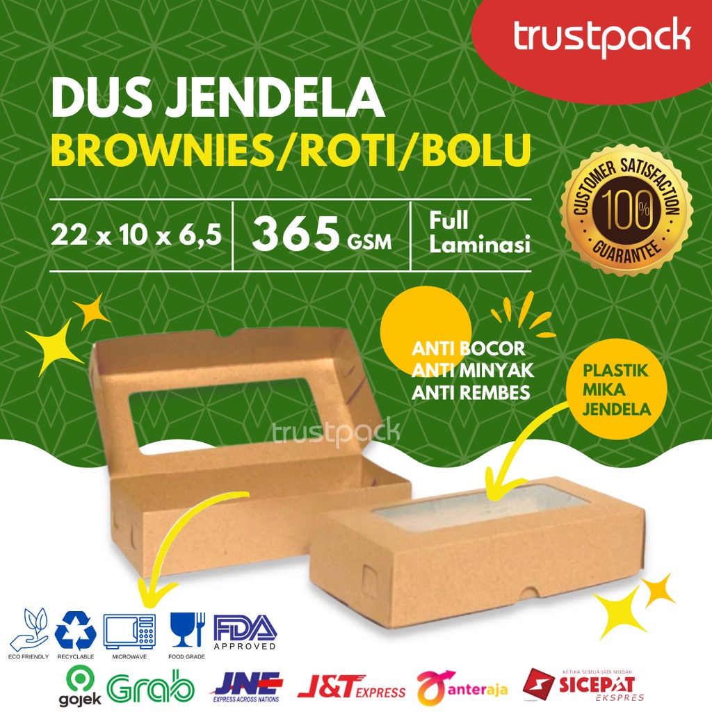 Dus Kraft Laminasi 22x10x6.5// dus roll cake/ dus brownies/ dus bolu