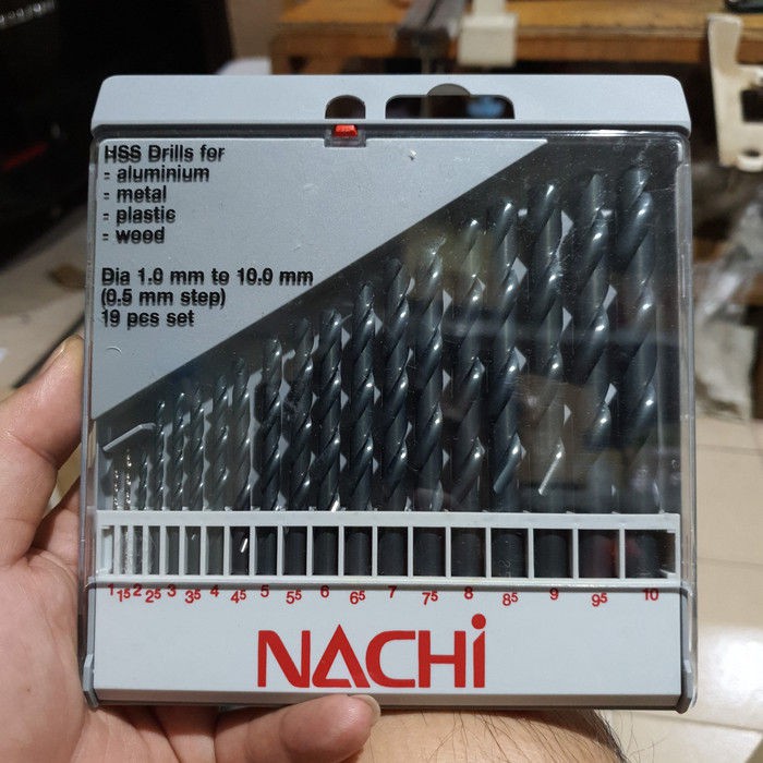 (LjT)  mata bor besi merk nachi set diameter 1.0mm - 10mm