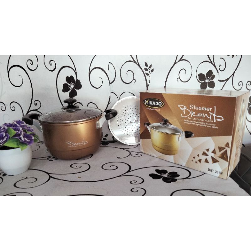 Panci kukus/ Steamer Tutup Kaca Maspion Bronita Ukuran 20 cm