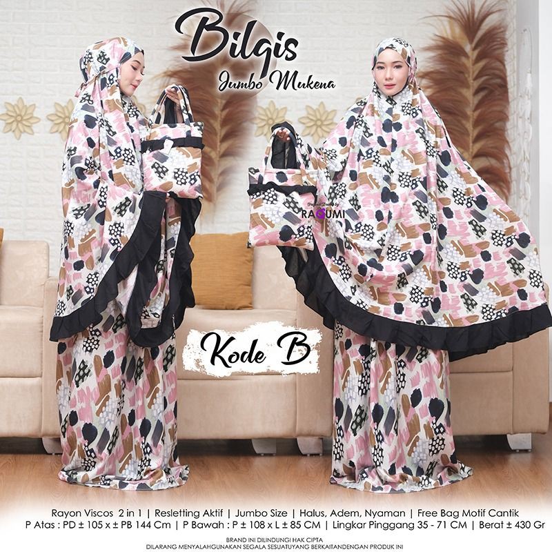 BILQIS MUKENA ORIGINAL RAQUMI HIJAB | MUKENA RAQUMI | MUKENA MOTIF | MUKENA RAYON | MUKENA RESLETING