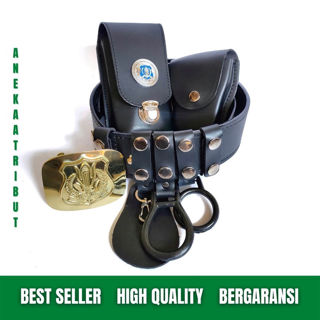 Kopel Satpam Security Sabuk Satpam Security Kulit Sintetis Lengkap Fullset Hitam Doff