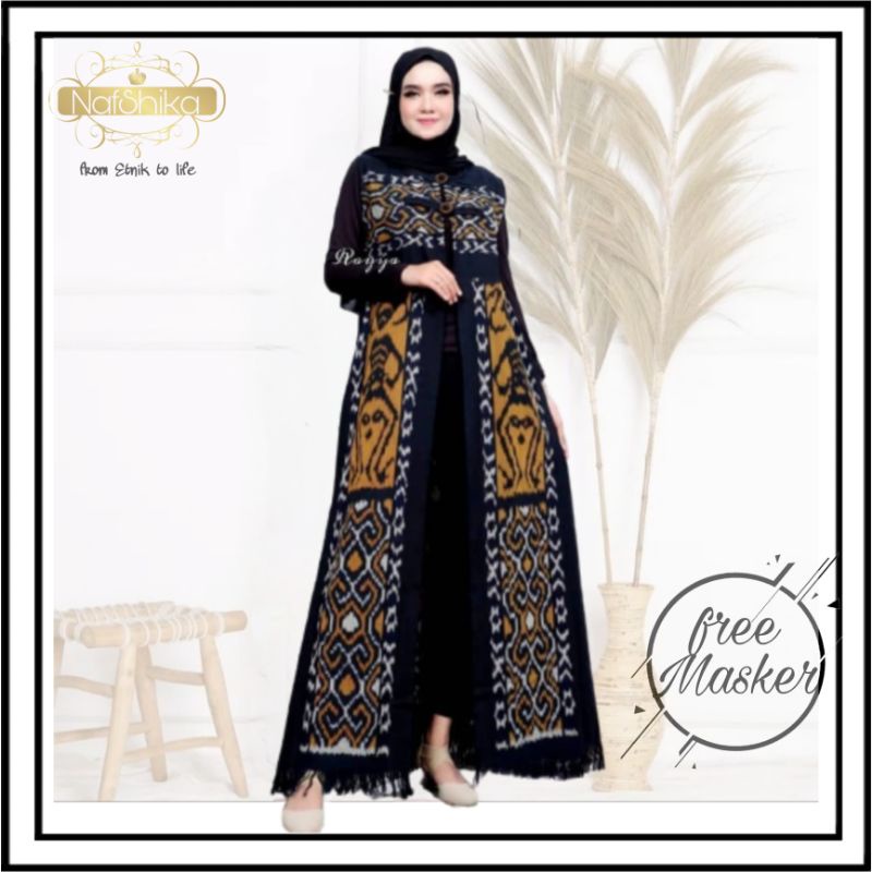 Gamis Tenun Etnik Troso Jepara - NAFSHIKA Baju Muslim Tenun Wanita - Gamis Etnik -  Gamis Tenun Jepa