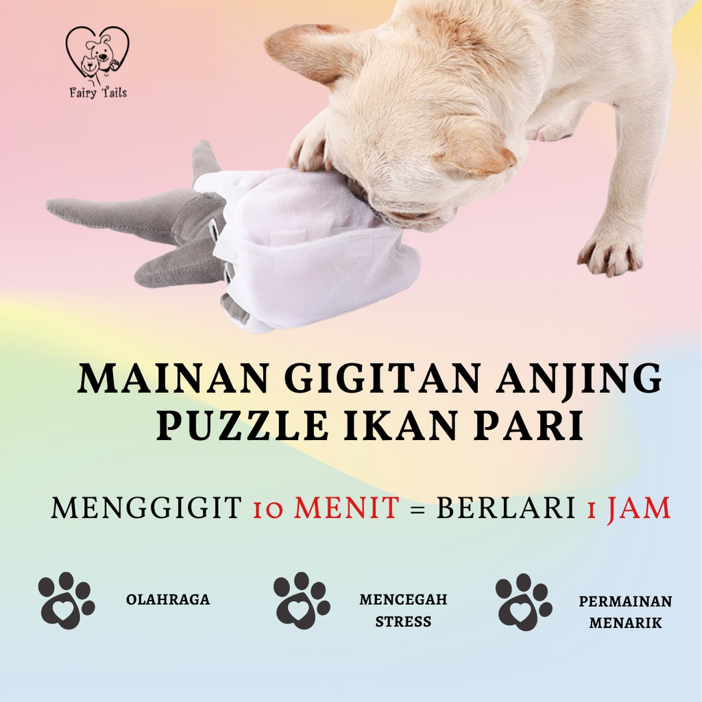 Mainan Boneka Gigitan Ikan Pari / Puzzle Snack Membersihkan Gigi Anjing / Pet Chew Toy