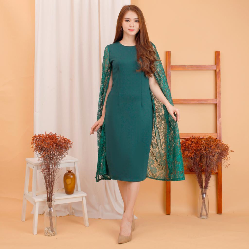 Kathryn collection #142 , DRES ROK SPAN SCUBA IMPORT PREMIUM KOMBINASI BRUKAT GLITER