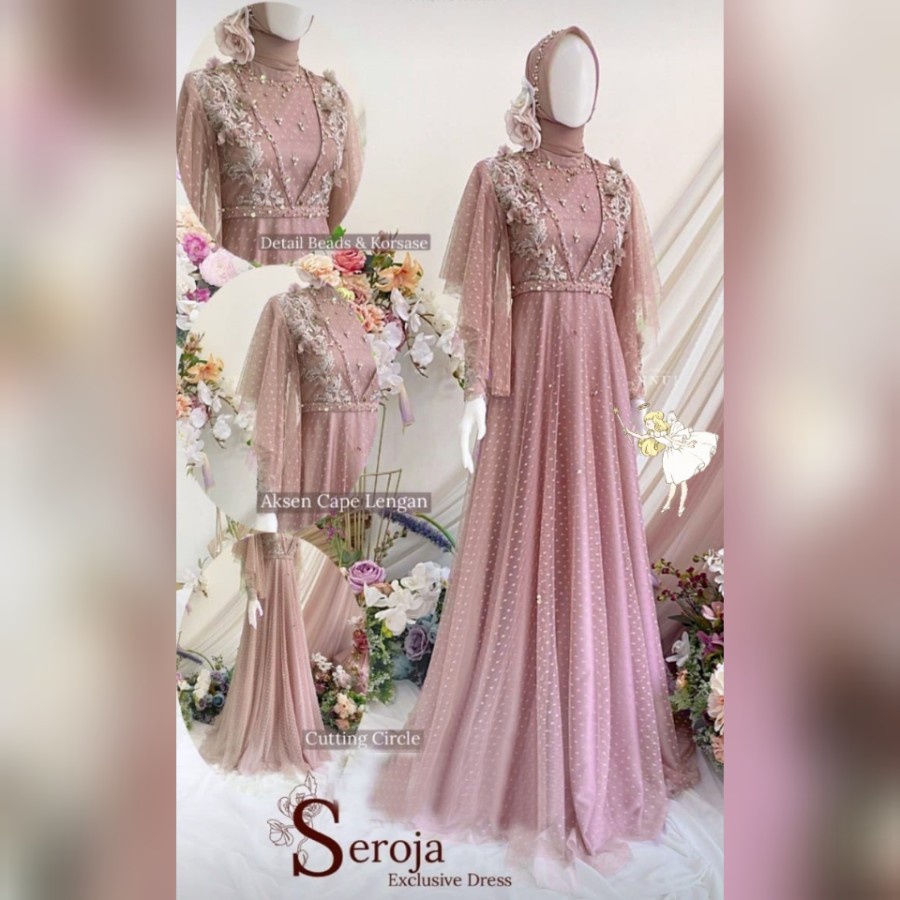 Gamis Pesta Kondangan Brukat Mewah Kekinian Dress Wedding Bridesmaid Baju Lebaran trend Terbaru 2022