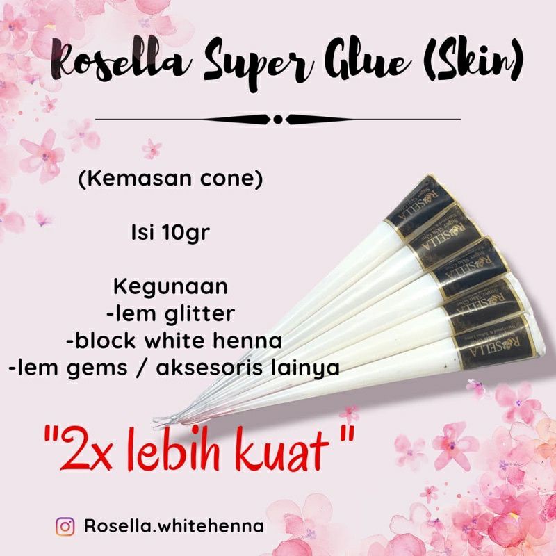 NEW !!! ROSELLA SUPER SKIN GLUE 2X Lebih Lengket &amp; Kuat. // Lem Henna // Lem Gliter // Lem Kulit