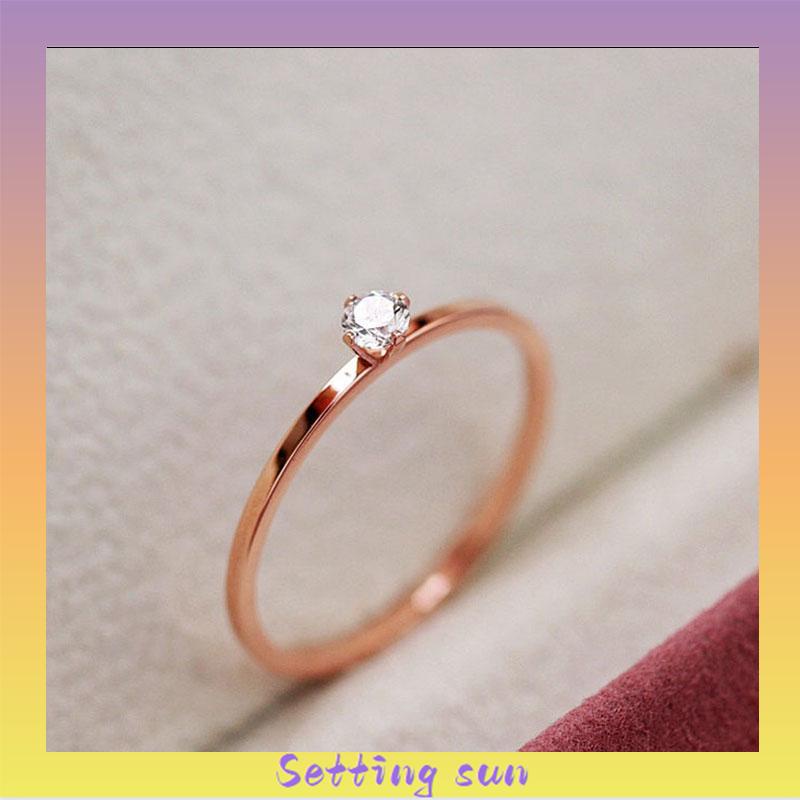 1 Pc Cincin Berlian Korea Mawar Emas Empat Cabang Baja Titanium Cincin Perhiasan Wanita TN