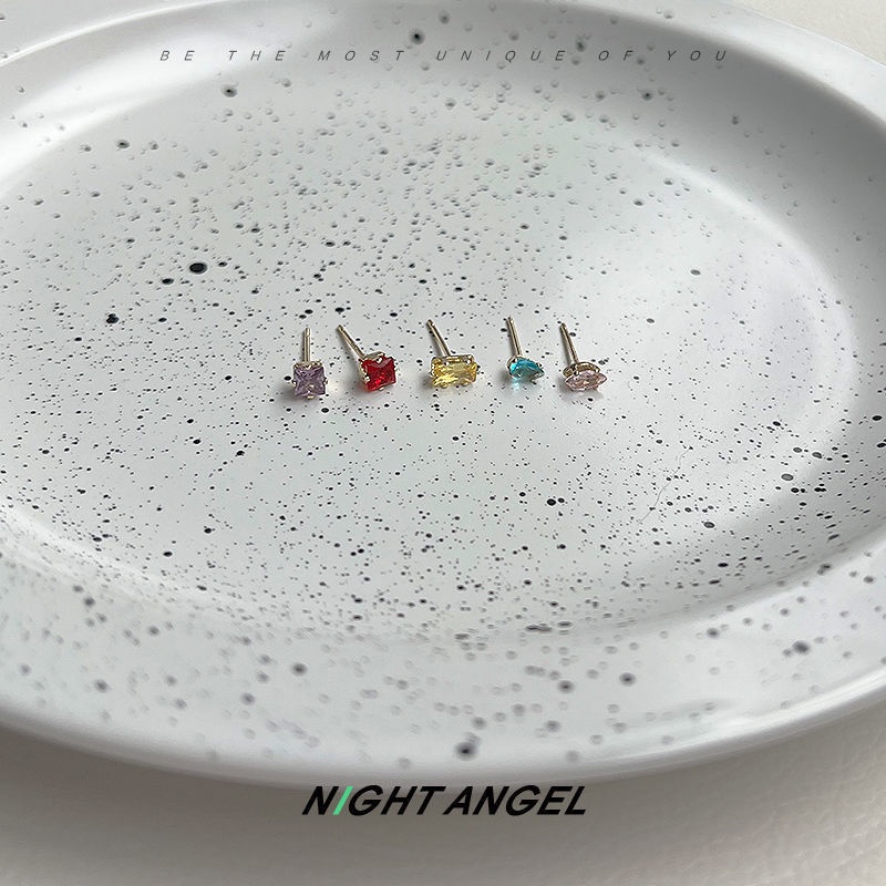 Anting Stud Kristal Berlian Warna-Warni Untuk Wanita