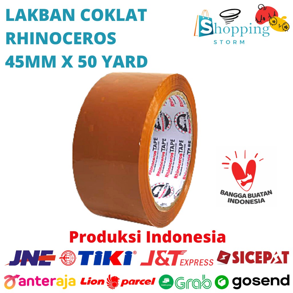 

Lakban Coklat RHINOCEROS Tape Solatip Isolasi Warna 2Inch 45mm x 50 Yard
